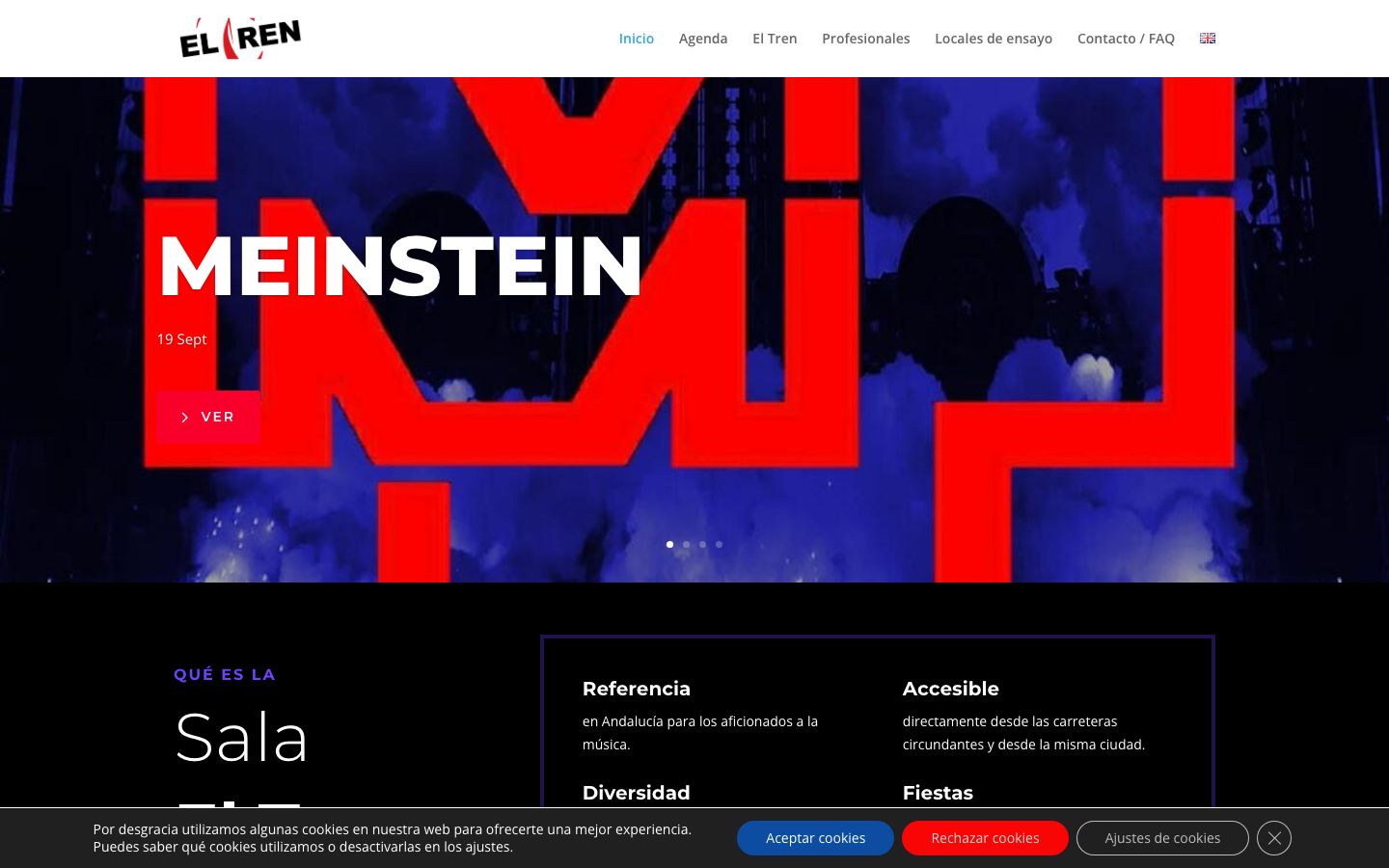 Homepage screenshot of Sala El Tren