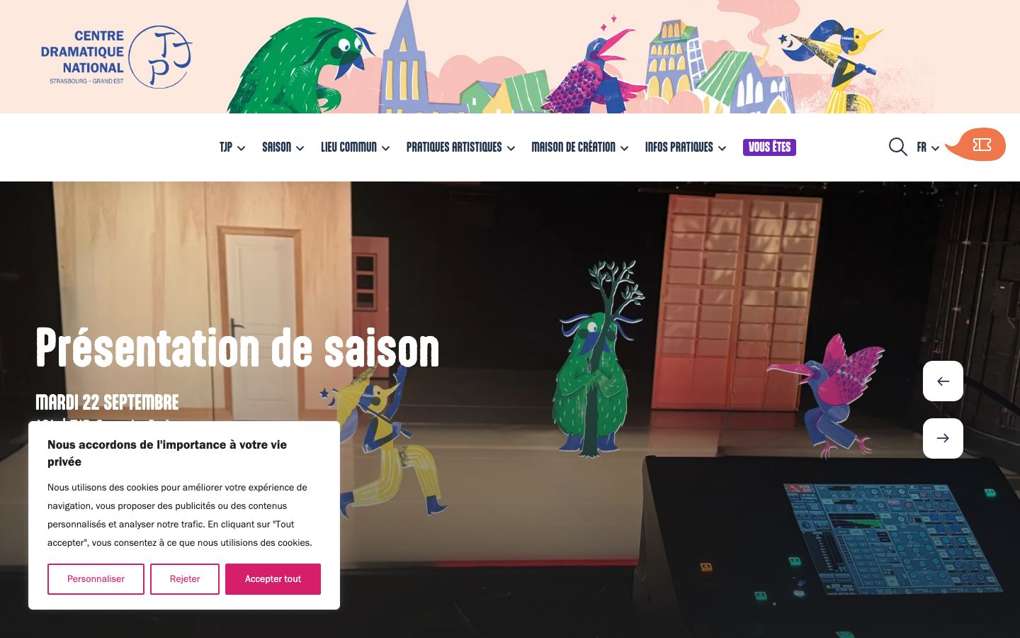Homepage screenshot of TJP