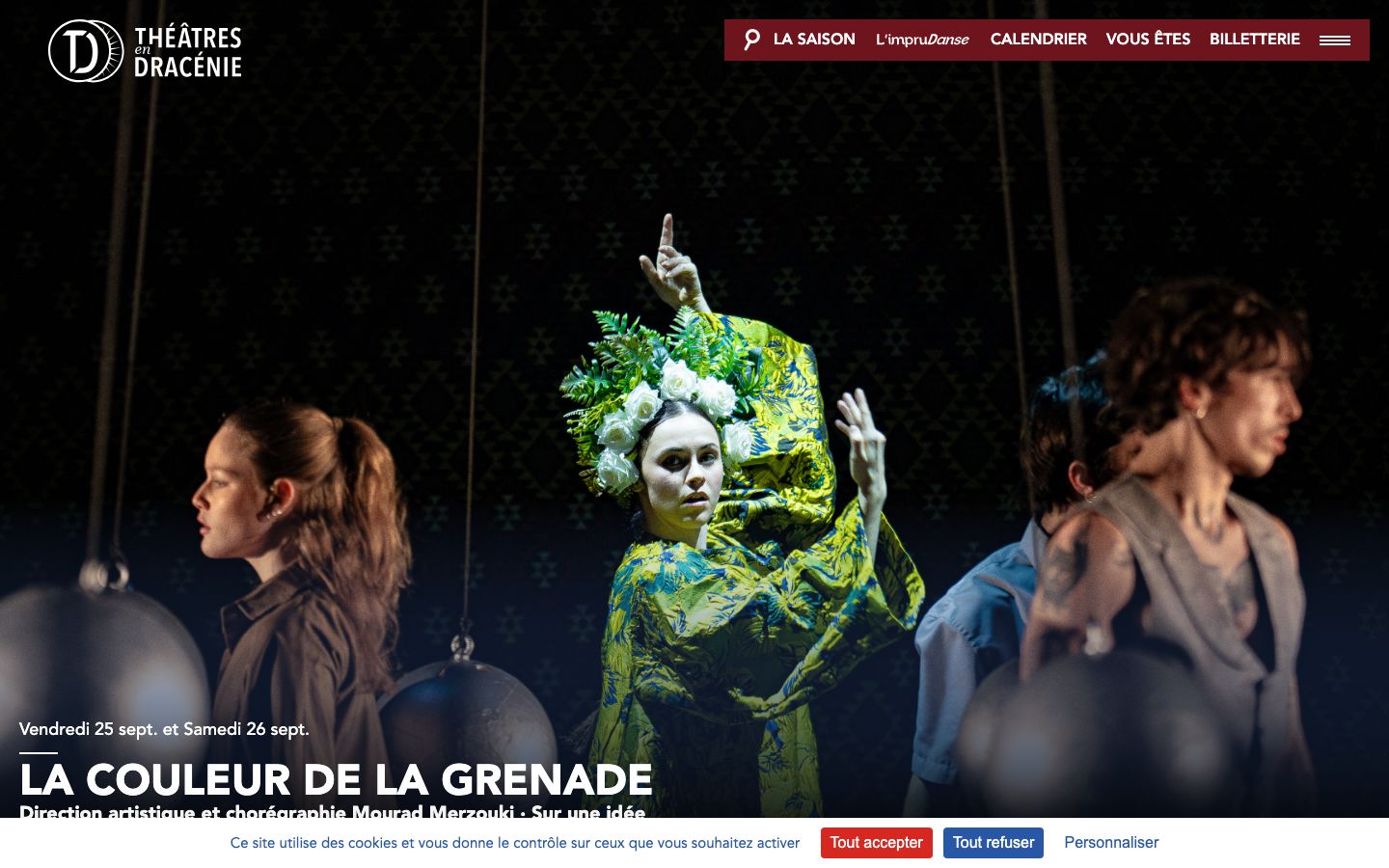 Homepage screenshot of Théâtres en Dracénie