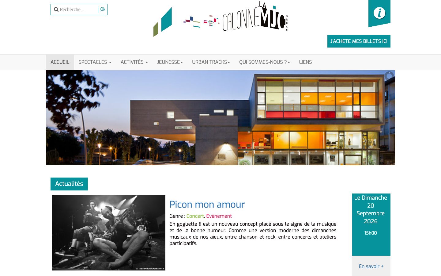 Homepage screenshot of MJC Calonne