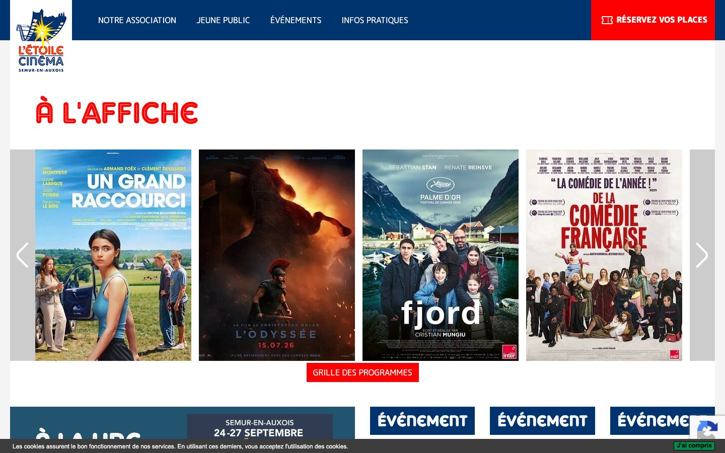 Homepage screenshot of Cinéma étoile