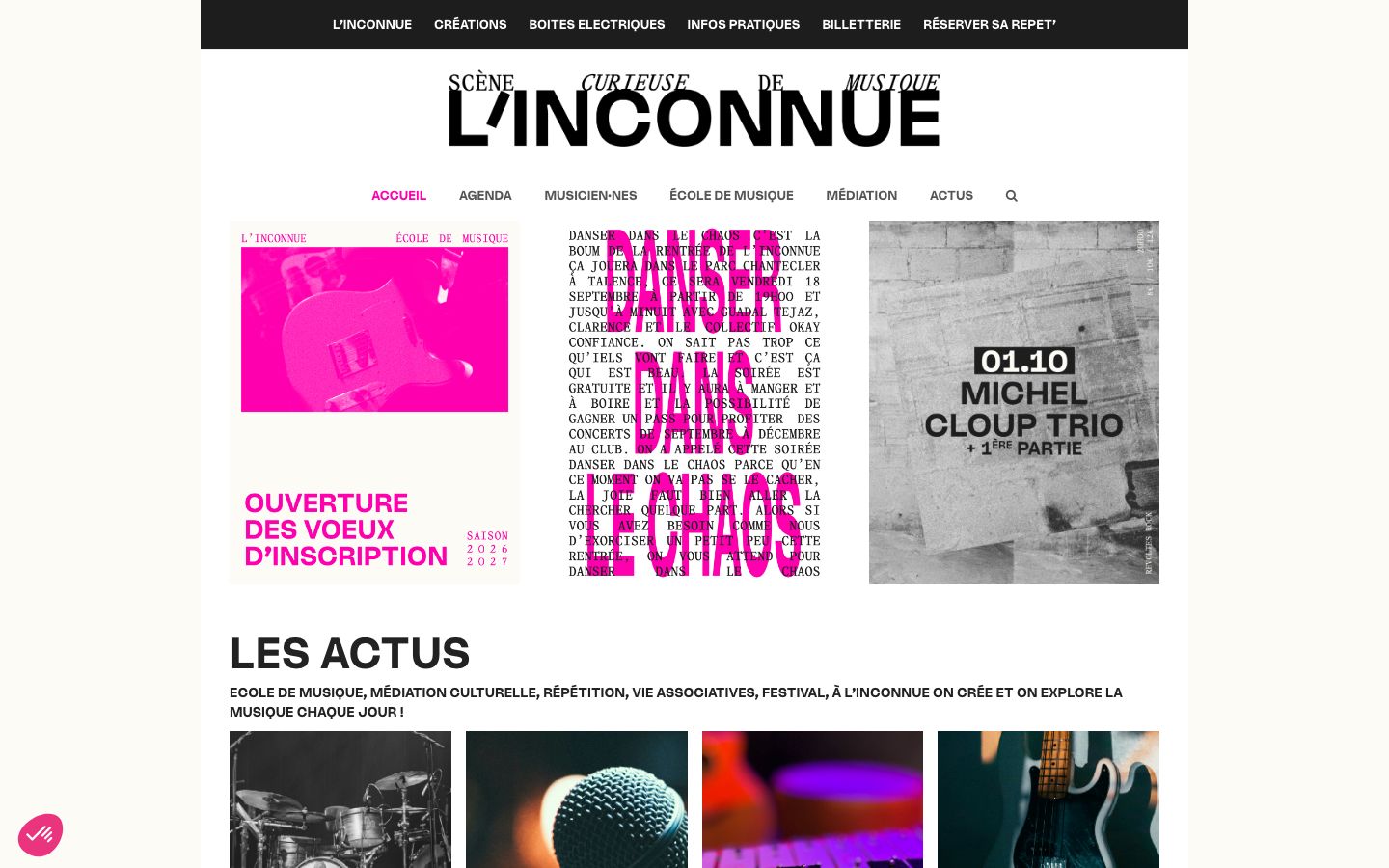 Homepage screenshot of L'Inconnue