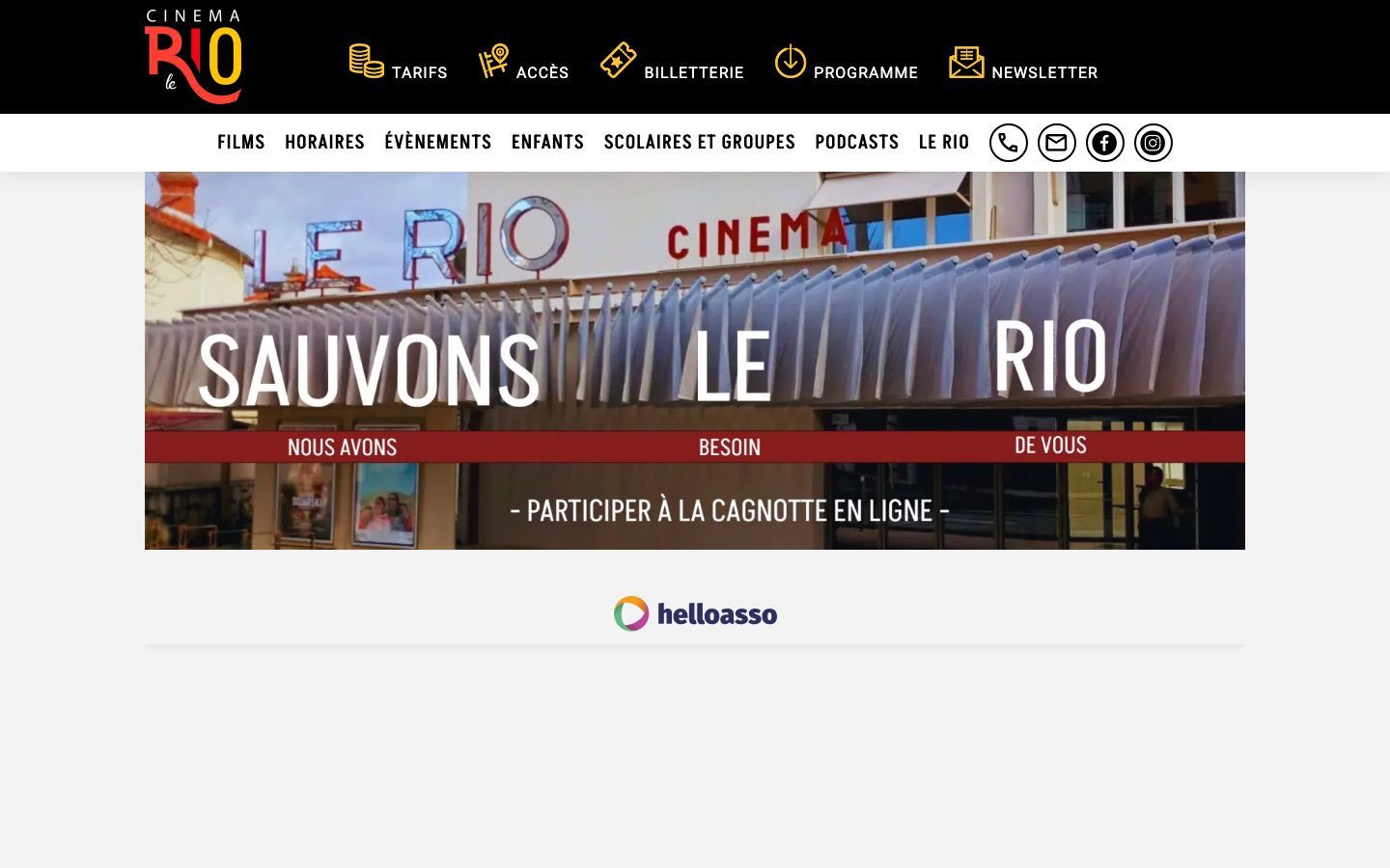 Homepage screenshot of Cinéma Le Rio