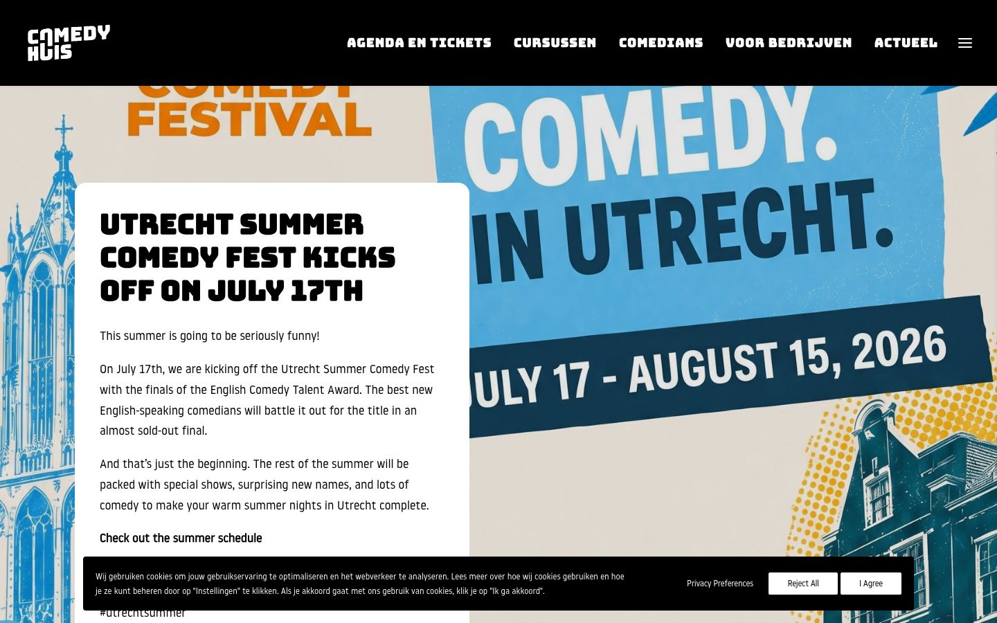 Homepage screenshot of Comedyhuis