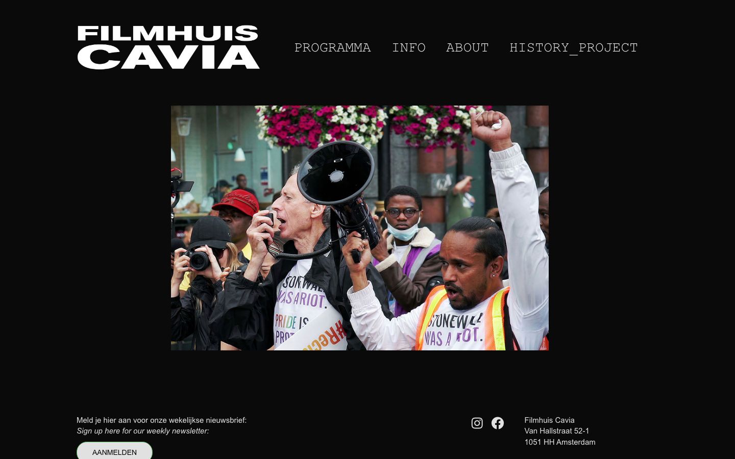 Homepage screenshot of Filmhuis Cavia