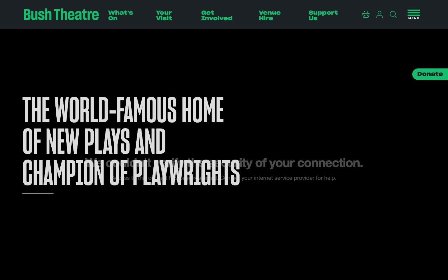 Homepage screenshot of Bush Theatre