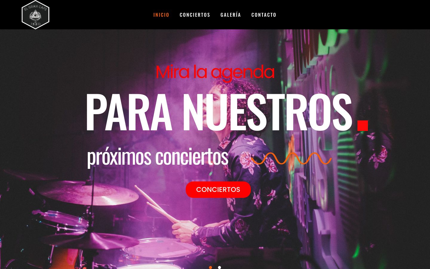 Homepage screenshot of El Gran Café León – Sala de Conciertos