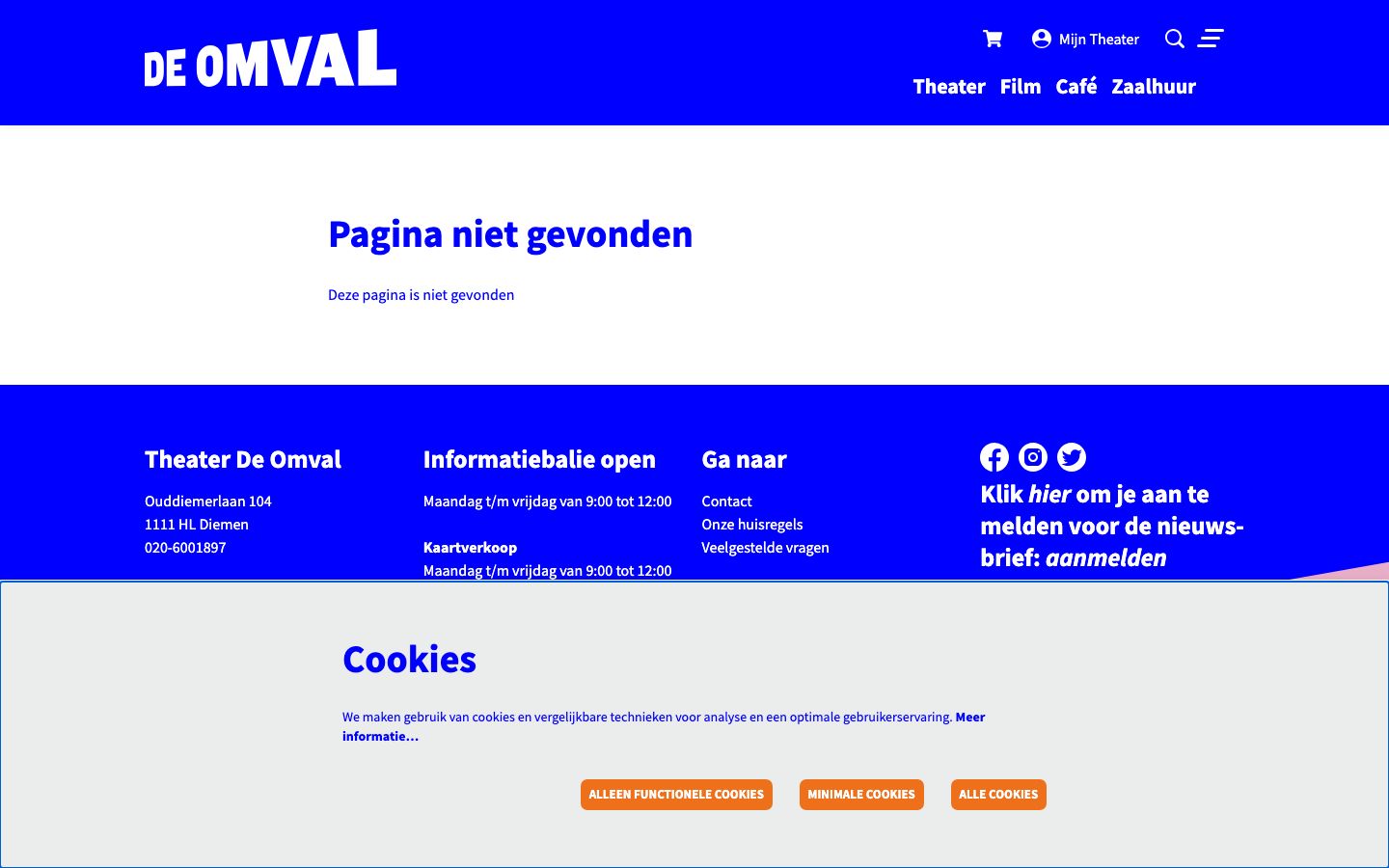 Event detail page screenshot of Theater De Omval