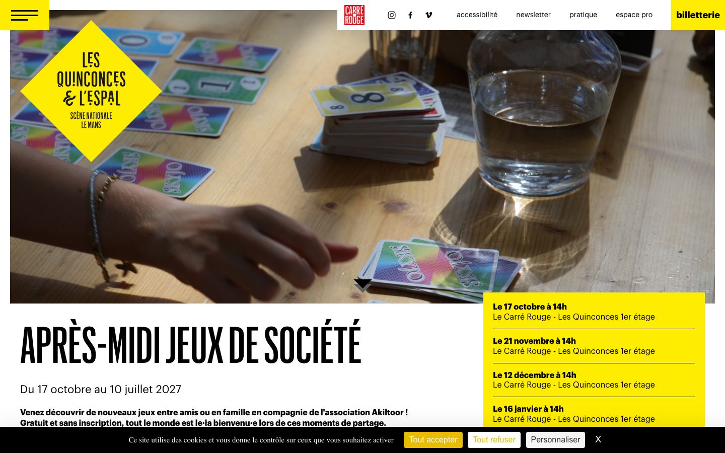 Event detail page screenshot of Les Quinconces et L'Espal