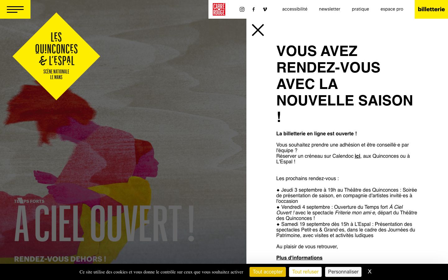 Homepage screenshot of Les Quinconces et L'Espal