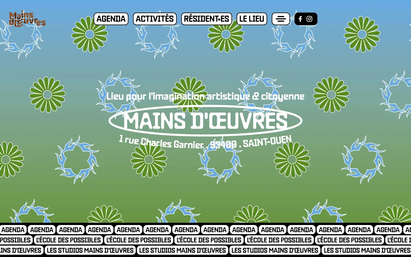 Homepage screenshot of Mains d'Œuvres