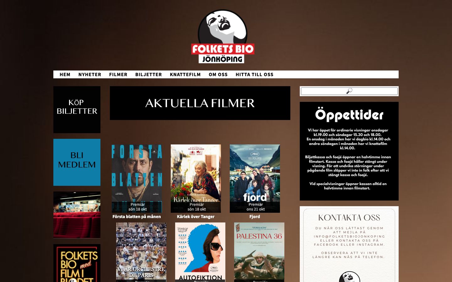 Homepage screenshot of folketsbiojonkoping.se