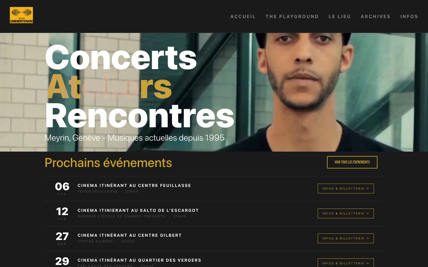 Homepage screenshot of Undertown