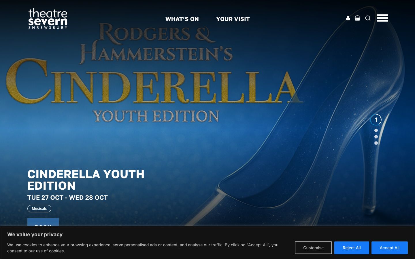 Homepage screenshot of Theatre Severn