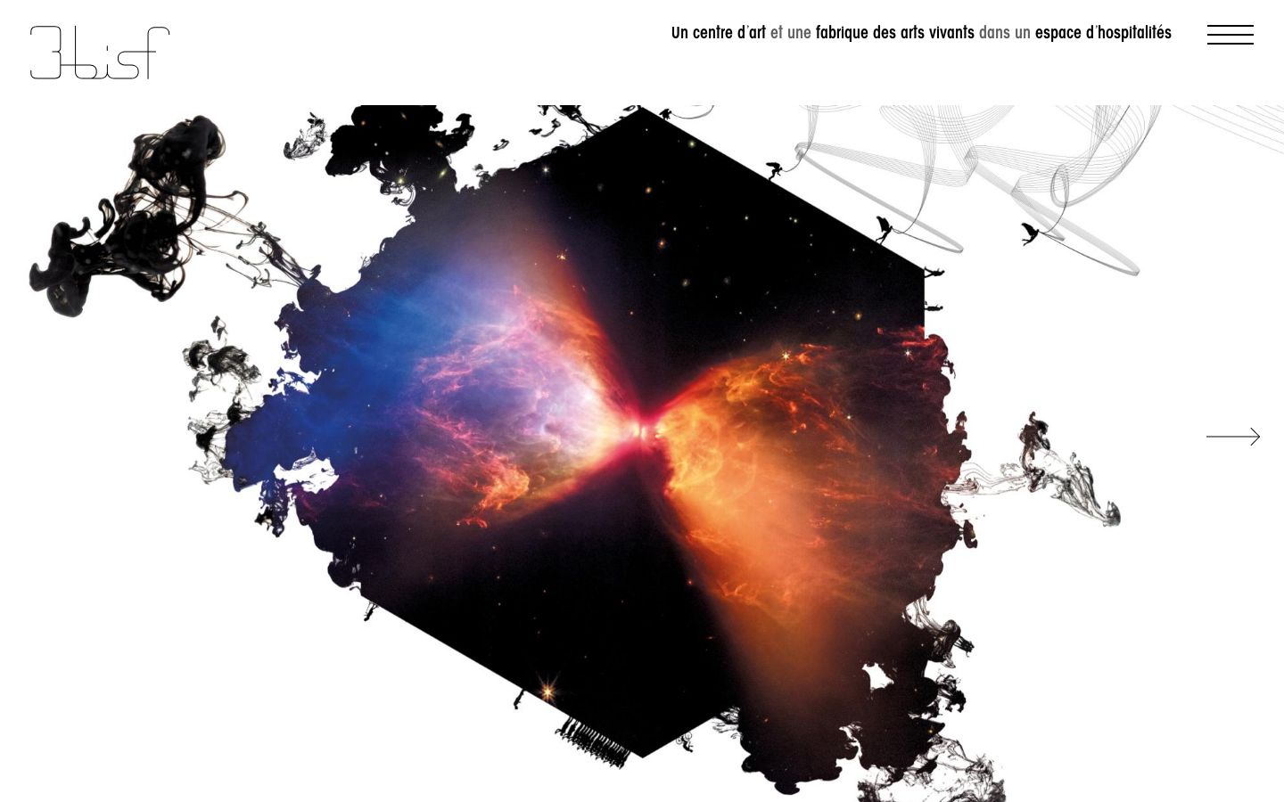 Homepage screenshot of 3bisf - Centre d'arts contemporains - Aix en provence