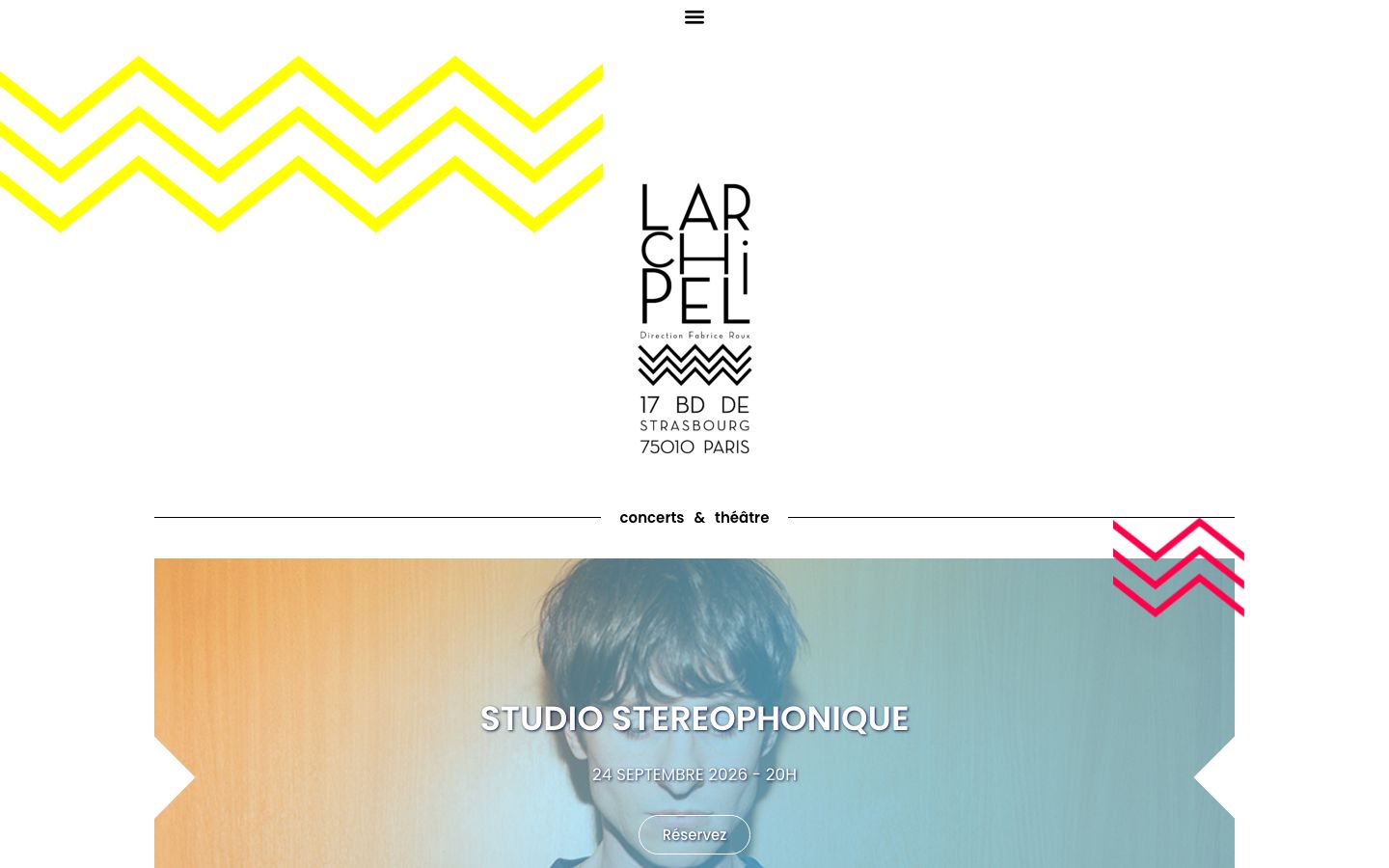 Homepage screenshot of L'Archipel Paris - Concerts - Cinéma - Théâtre