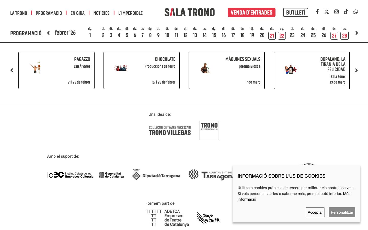 Homepage screenshot of Sala Trono