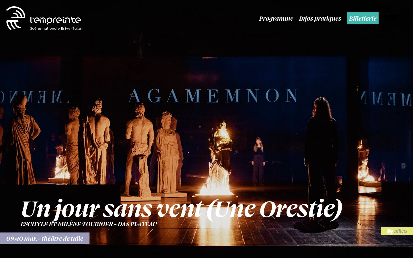 Homepage screenshot of L'Empreinte, scène nationale Brive-Tulle