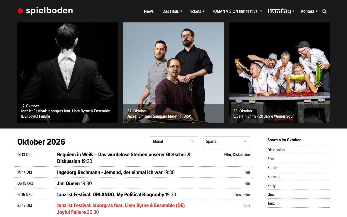 Homepage screenshot of Spielboden