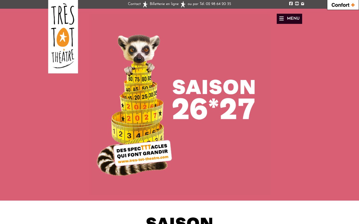 Homepage screenshot of Très Tôt Théâtre