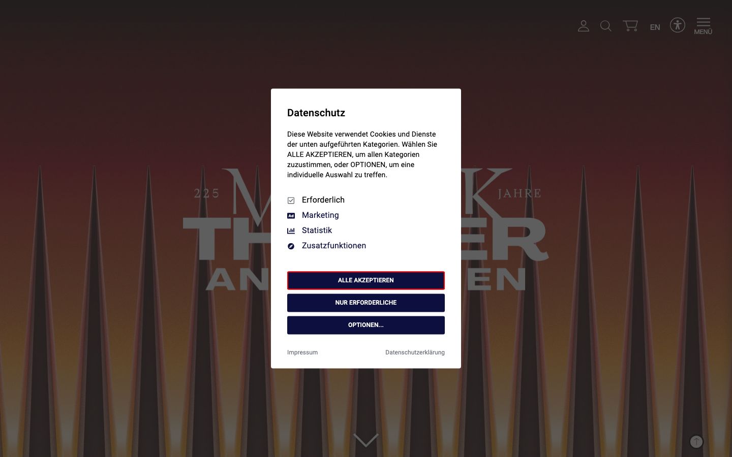 Homepage screenshot of MusikTheater an der Wien (Theater an der Wien)
