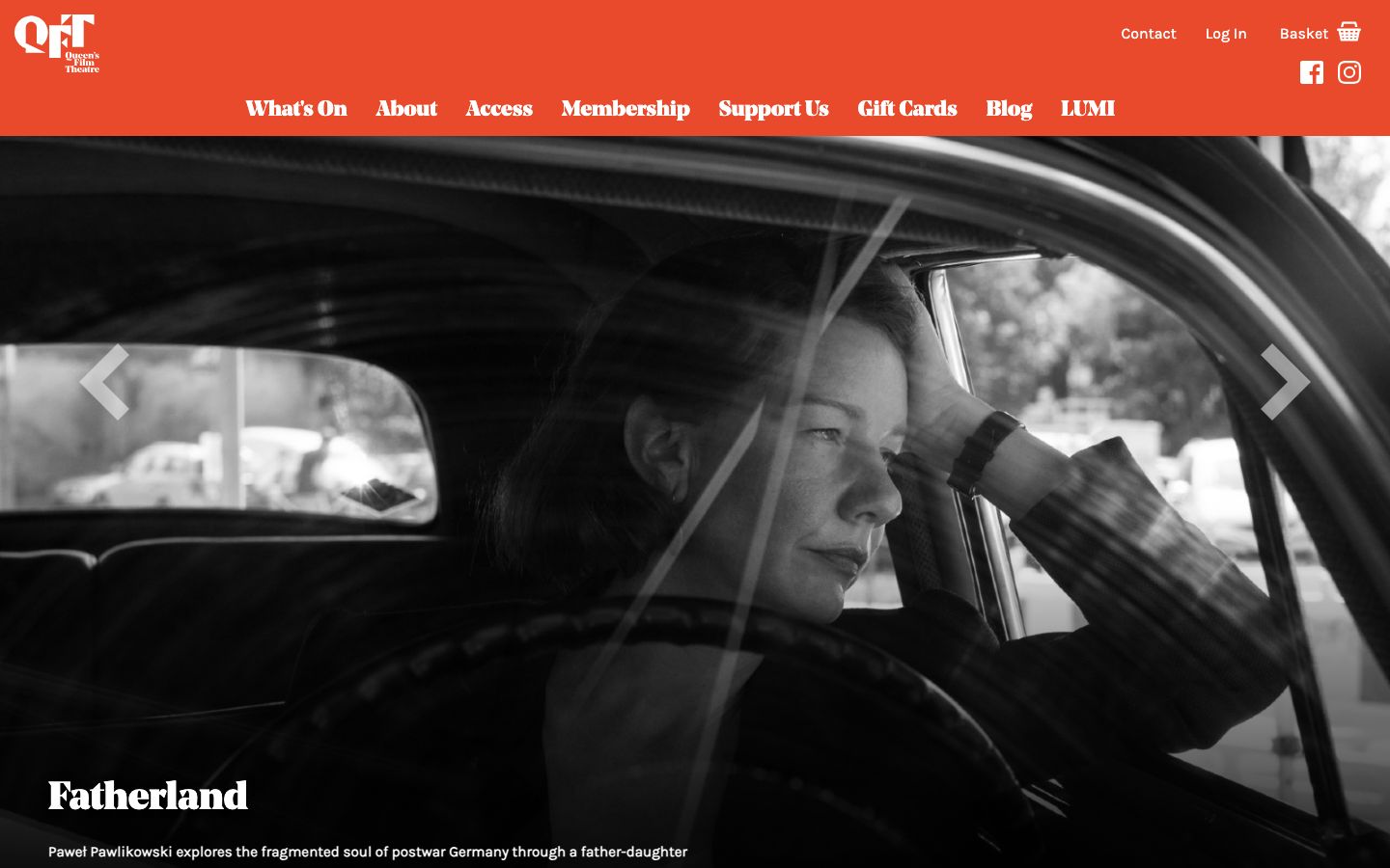 Homepage screenshot of Queen's Film Theatre