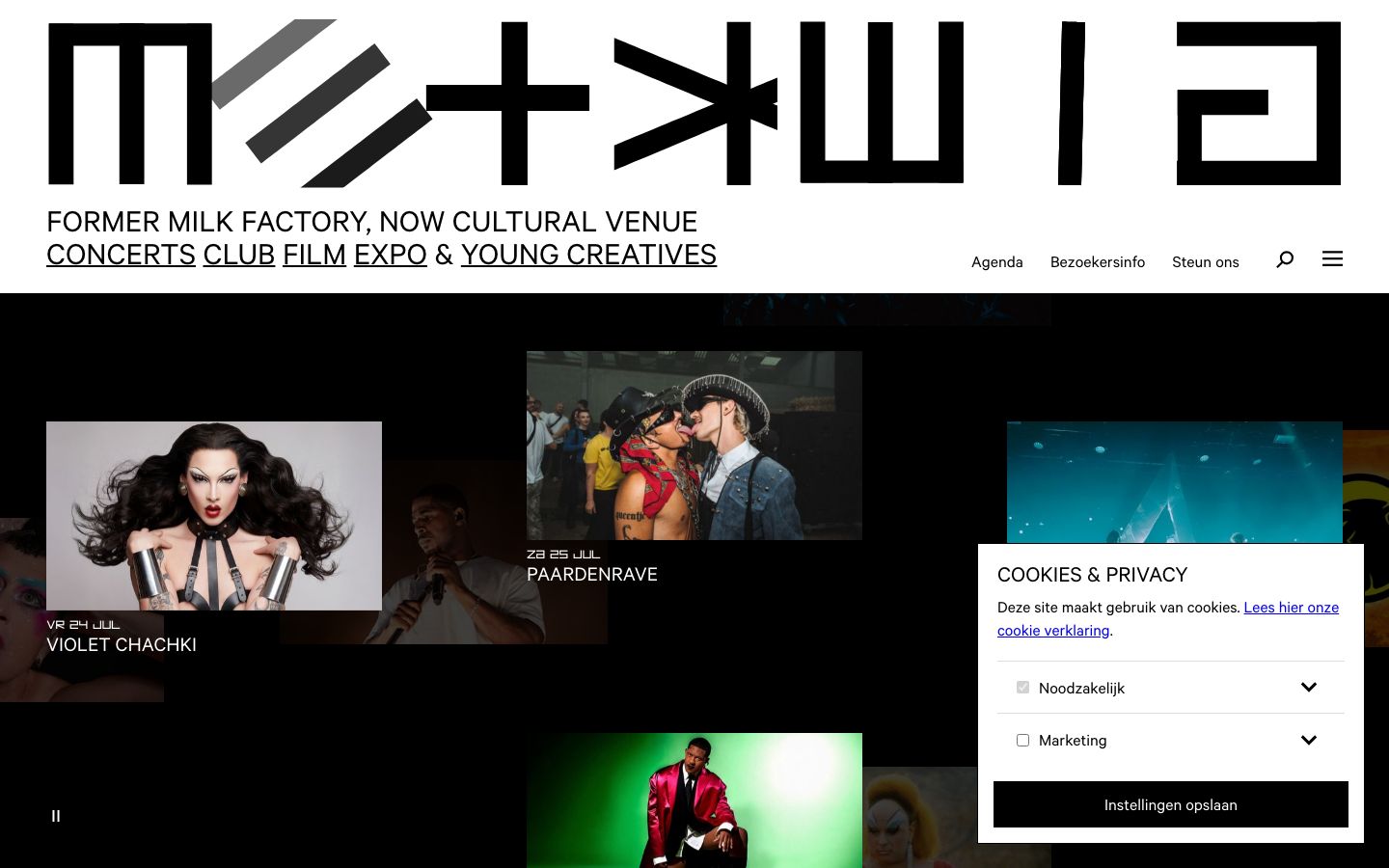 Homepage screenshot of Melkweg