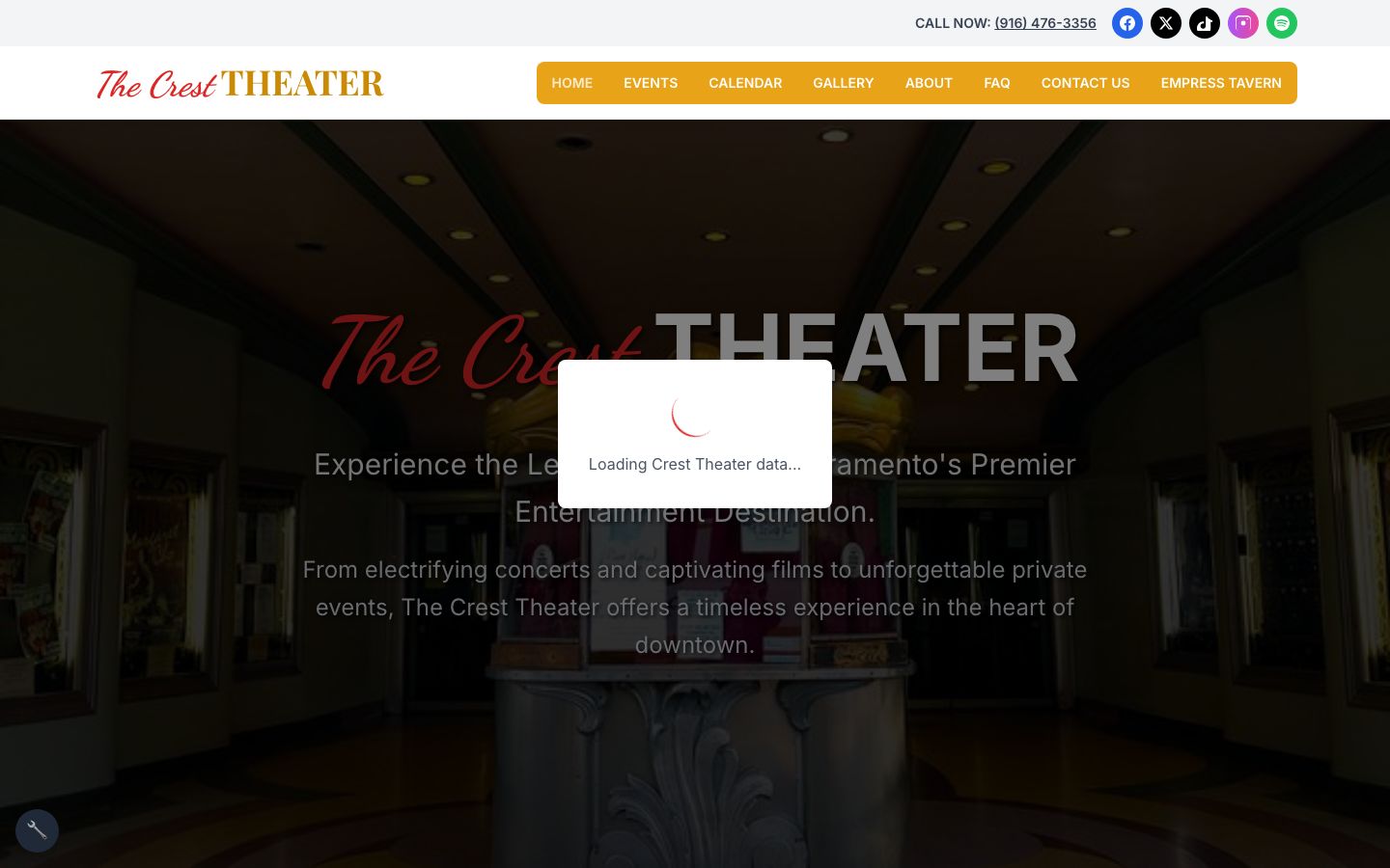 Homepage screenshot of The Crest Theater