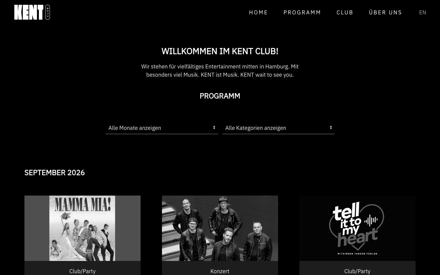 Homepage screenshot of Kent Club Hamburg
