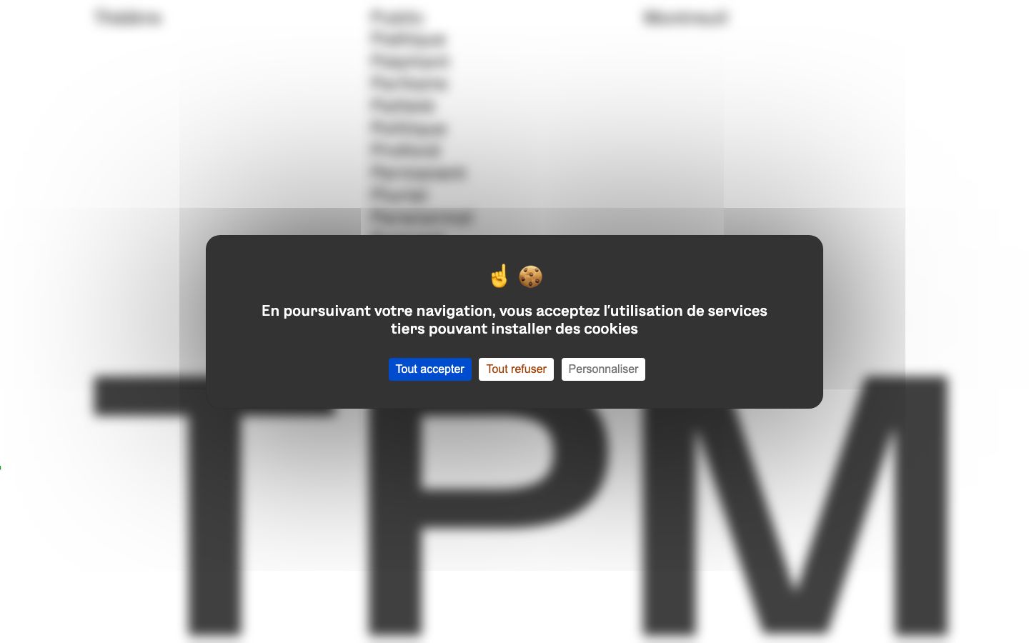 Homepage screenshot of Théâtre Public de Montreuil - CDN