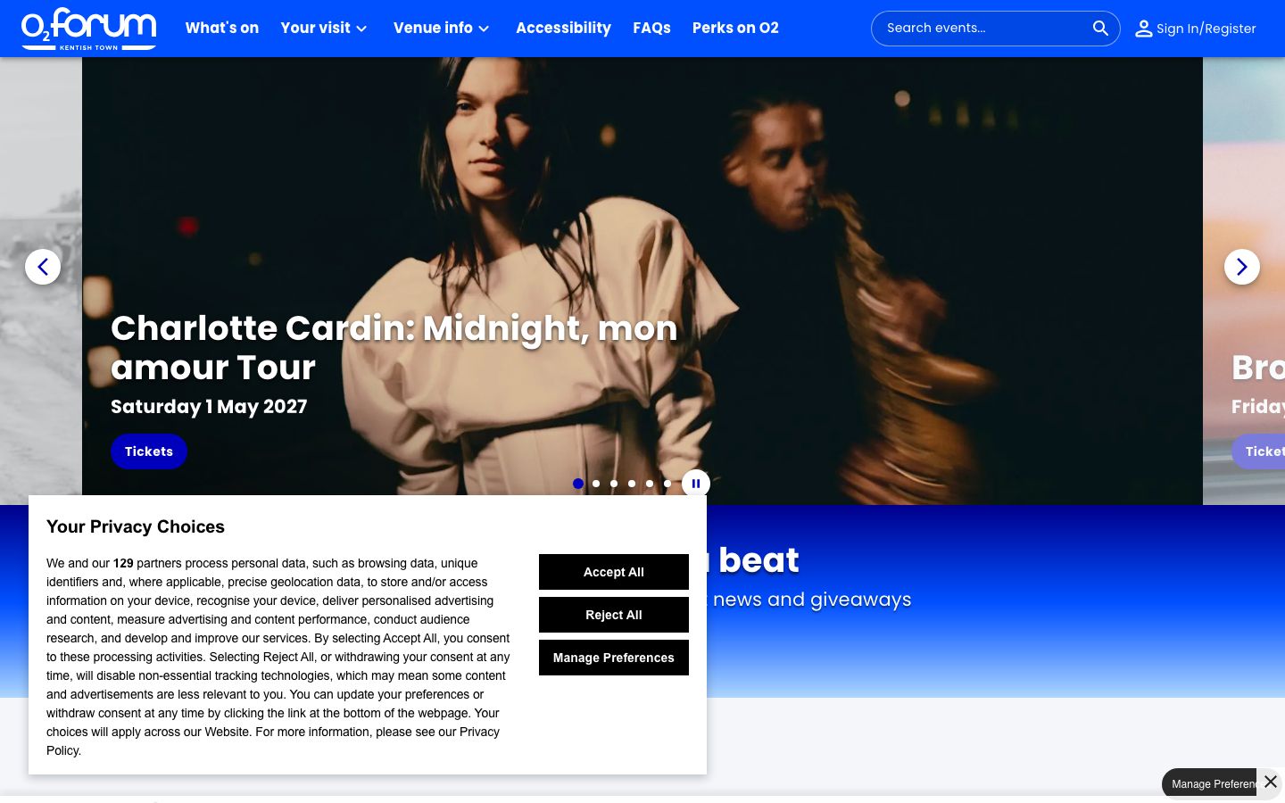 Homepage screenshot of www.academymusicgroup.com