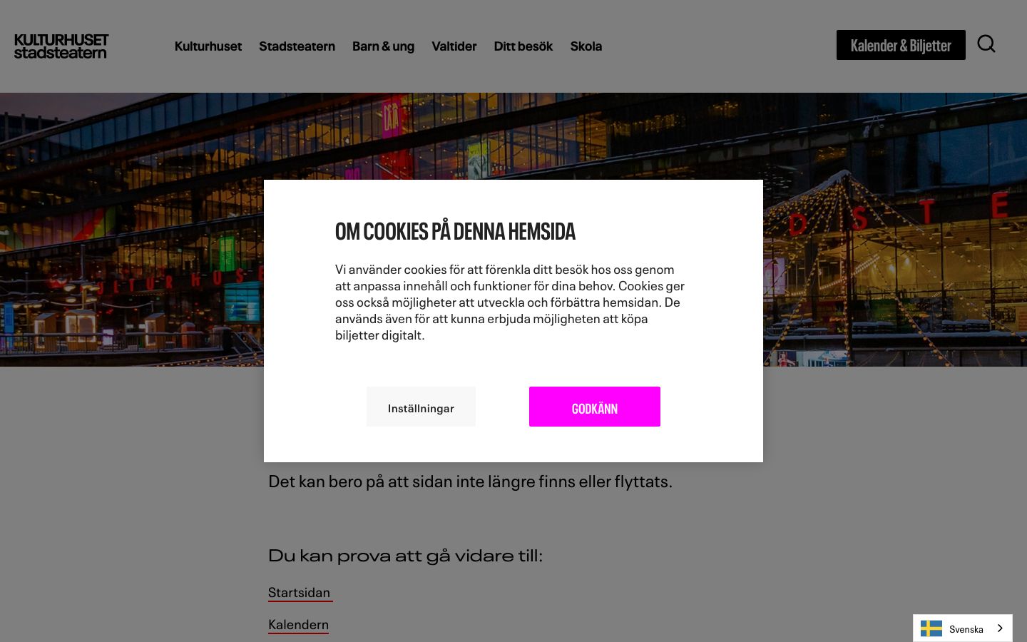 Event detail page screenshot of Kulturhuset Stadsteatern