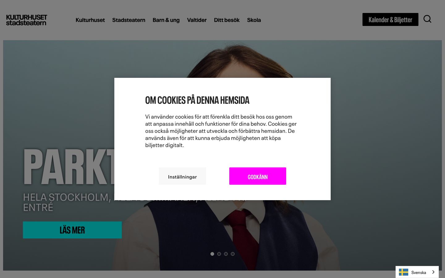 Homepage screenshot of Kulturhuset Stadsteatern