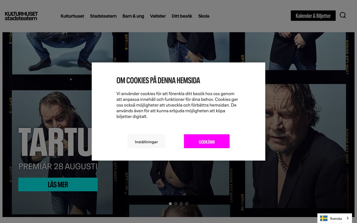 Homepage screenshot of Kulturhuset Stadsteatern