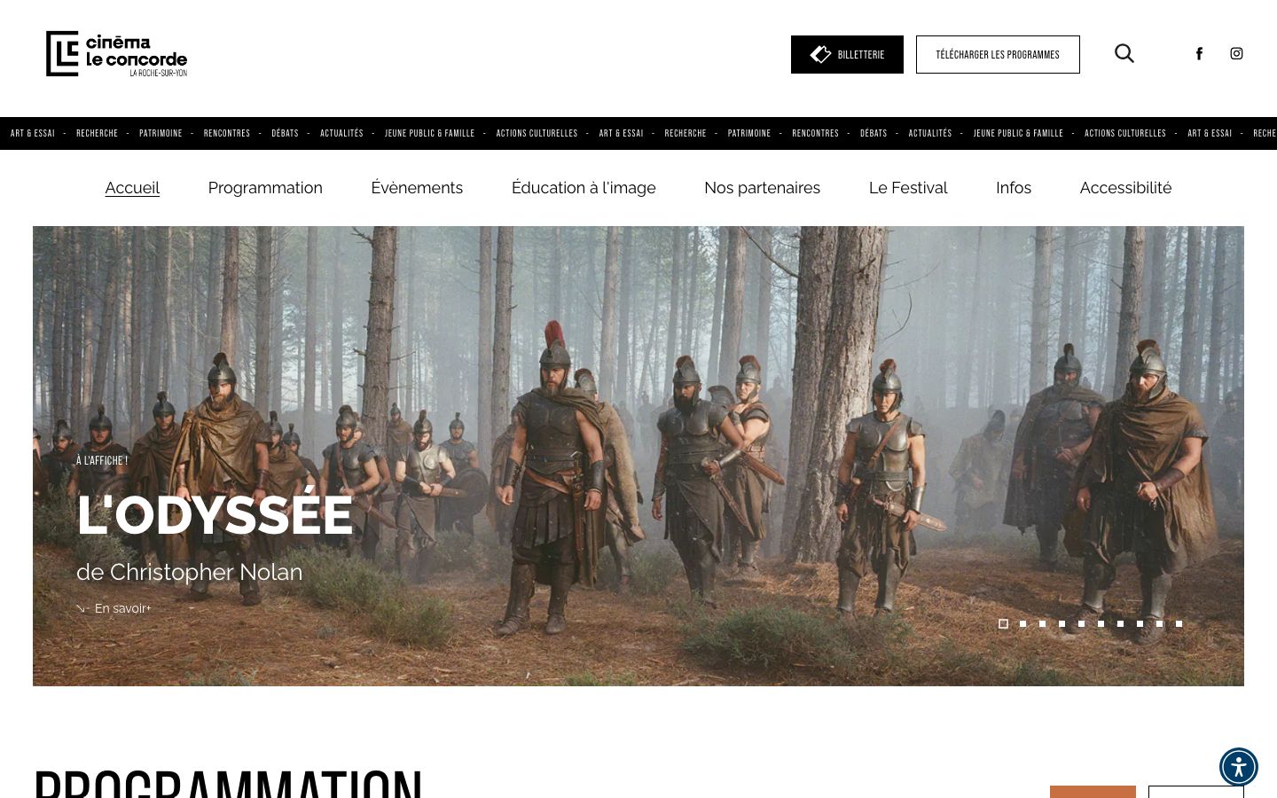 Homepage screenshot of Cinéma Le Concorde