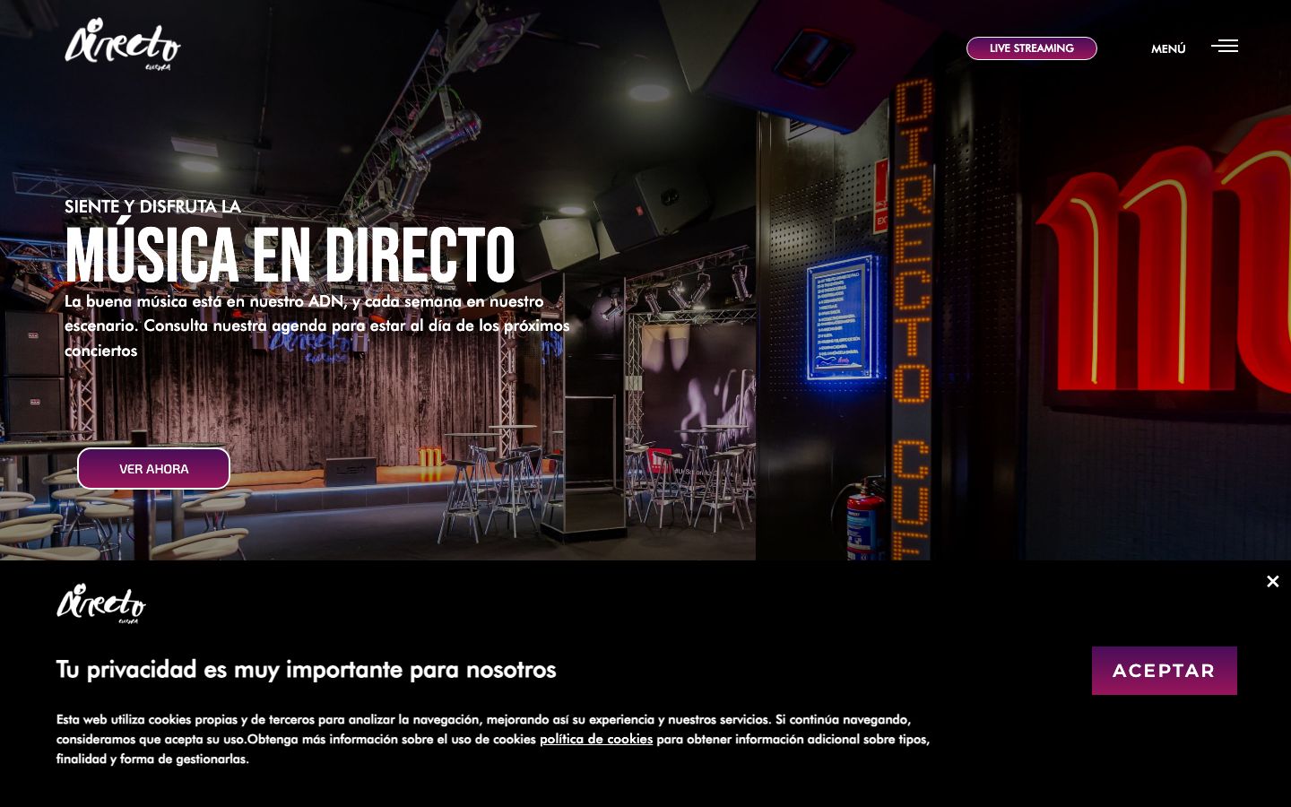Homepage screenshot of Sala Directo