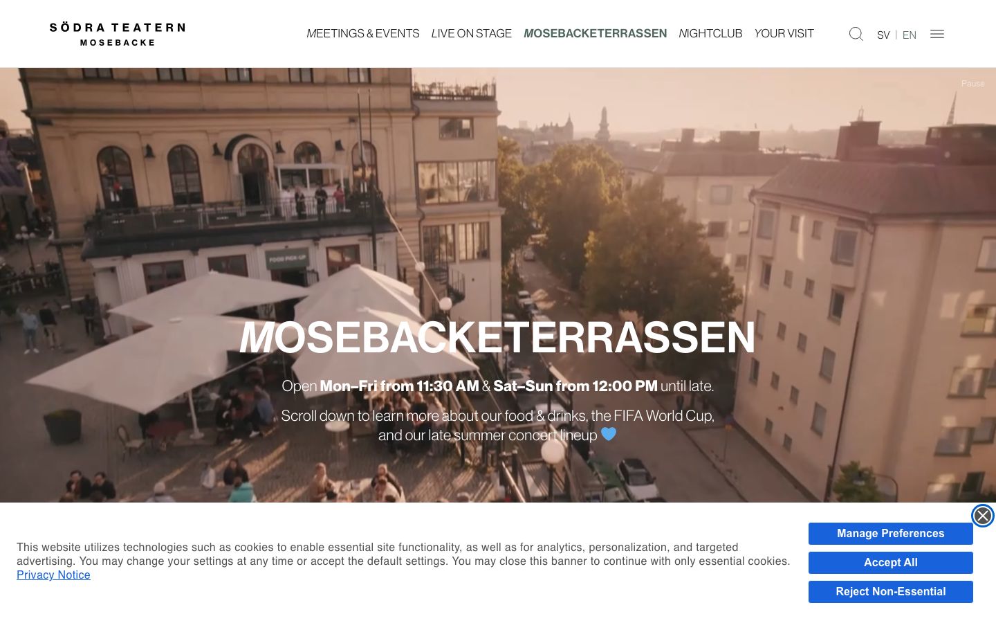 Event detail page screenshot of Södra Teatern