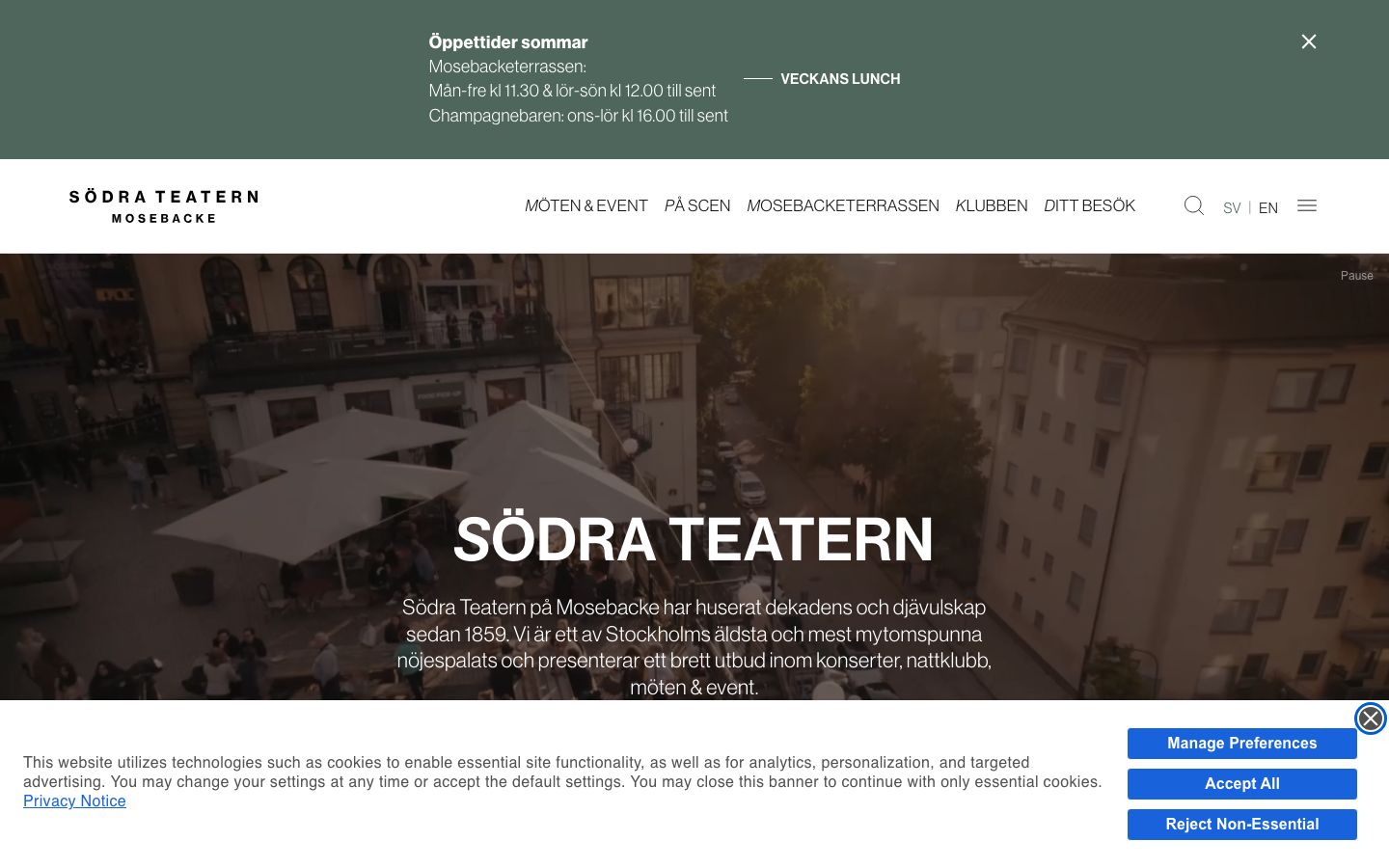 Homepage screenshot of Södra Teatern