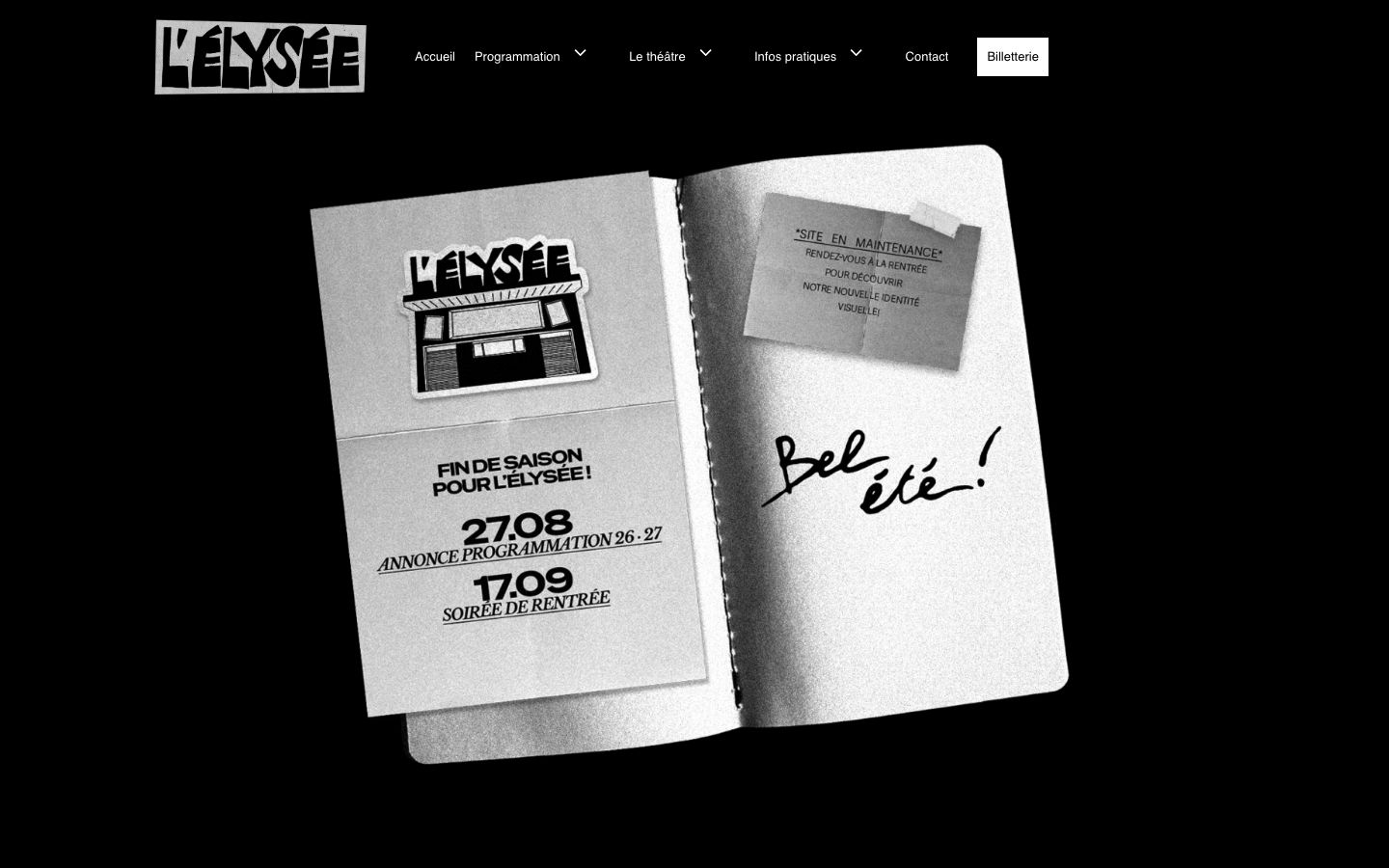 Homepage screenshot of Théâtre de l'Élysée